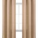 BGment Curtains 84 Inches Long for Living Room, Flax Linen Curtains Burlap Textured Thick Light Filtering Privacy Grommet Window Curtain Drapes for Bedroom, 2 Panels, 42 x 84 Inch, Tan