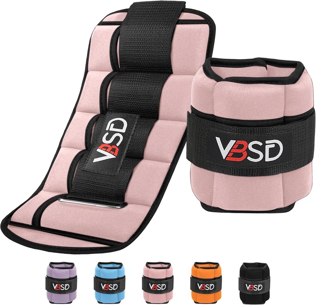 VBSD Adjustable Ankle Weights for Men Women, 5 lbs 1 Pair Leg Weight Straps, Weighted Ankle Weight Set with Removable Sandbags for Walking Running Yoga Physical Therapy Gym Home Workout