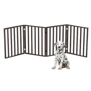 Pet Gate - 4-Panel Indoor Foldable Dog Fence for Stairs, Hallways or Doorways - 72x24-Inch Retractable Wood Freestanding Dog Gates by PETMAKER (Brown)