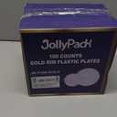 JollyPack 100 Piece Disposable Gold Plastic Party Plates, Including 50 10 Inch Dinner Plates and 50 7 Inch for Dessert, Great for Parties, Weddings, Home Use, and Thanksgiving