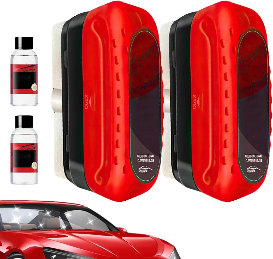 2Pack Automotive Oil Film Cleaning Brush, Cars Clear Vision Glass Cleaner for Car Windows,Anti-Rain&Anti-Fog Windshield Cleaner Tool to Improve Clarity and Visibility,Car Glass Oil Film Remover