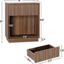 Fluted Nightstands Set of 2, Modern Bedside Table with Storage Drawer and Open Wood Shelf, Wood End Table Mid Century Night Stands for Bedroom Living Room Sofa Couch Office Walnut Brown