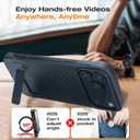 for iPhone 17 Pro Case Compatible with MagSafe, Built-in 3 Ways Kickstand & Strong Magnetic, Frameless Carbon Fiber Bump Texture, Minimalist Borderless Slim Case for iPhone 17 Pro (Black)