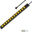 Metal 12 Outlet Mountable Power Strip, 2100J Surge Protector with Heavy Duty 6ft Extension Cord, Wide Spaced and Wall Mount Metal Powerstrip for Garage, Desk, Industrial, Shop and Indoor (6ft)