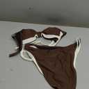 SUUKSESS Women Color Block Underwire Bikini Sets Cheeky High Cut 2 Piece Swimsuit (Small, Beige Brown)