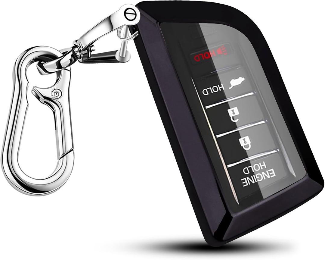 for Acura Car Key Fob Cover with Keychain,Premium Transparent TPU Key Fob Full Protector Case Compatible with Acura 2022 2023 Integra MDX RDX TLX RLX ILX (Deep Purple, 5 Buttons)