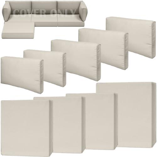 Cethytirko 9 Piece Outdoor Patio Waterproof Cushion Covers, Fits 4-Seat Wicker Rattan Sectional Couch Chair Furniture Cover Replacement Set - Fade-Resistant Patio Cushion Covers with Zipper