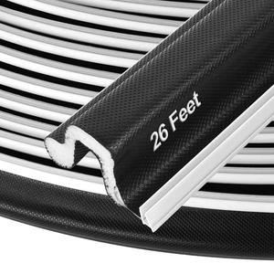 Kerf Door Weather Stripping 26 Ft V-Shaped Door Seal Strip for Large Gap Door Frame Front Door Extra Thick Sealers Replacement Exterior Entry Door Jamb Gasket Easy Installation Cut to Size - Black