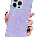 BANAILOA Compatible with iPhone 15 Case Rectangle for Women,Luxury Sparkle Colorful Shell Protective Soft Slim Girly Cover Designed for iPhone 15-6.1 inch (Purple Shell)