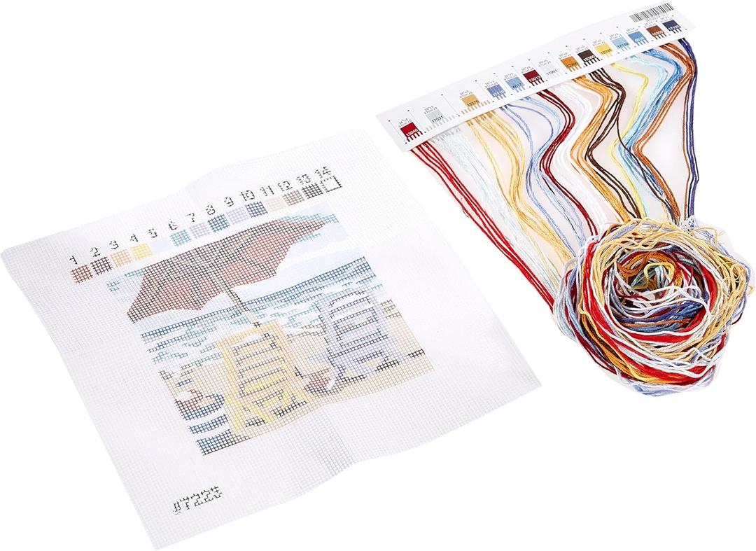 Dimensions 07223 Needlepoint Kit, Beach Side View Needlepoint Set, 5" W x 5" H