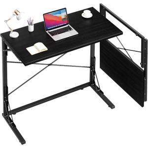 Vantic 31.5" Folding Desk, Foldable TV Tray Table for Eating on Couch, Extra Large TV Dinner Trays, Portable Fold Computer Writing Desk Table for Home Office, Black