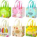 12Pcs Easter Gift Bags Reusable Easter Tote Bags with Handles Multifunctional Non-Woven Easter Bags for Gifts Wrapping, Egg Hunt Game, Easter Party Supplies