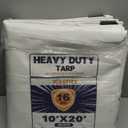 Kesfitt Tarp Heavy Duty Waterproof 10x20FT,16 Mil Thick Tarps Tear&Fade Resistant,UV Resistant,Poly Tarp Cover with Grommets and Reinforced Edges for Outdoor Camping Pools Boat Car(White)