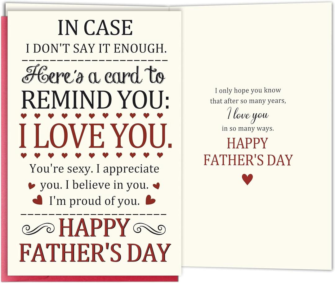 4 x Romantic Fathers Day Card for Husband Boyfriend, Sweet Fathers Day Cards Gift from Wife Girlfriend, Heartfelt Fathers Day Card for Loved One