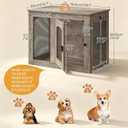 CHOEZON Wooden 30.1" Dog Crate Furniture, Farmhouse Pet Cage End Table with Secure Lock, Ventilated Mesh for Medium Dogs, Dog Kennel Furniture for Living Room, Bedroom, Greige MGW02FH