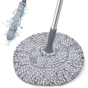 Self-Wringing Twist Mop for Floor Cleaning, Long Handled Microfiber Floor Mop with Top Scouring Pad for Kitchen, Hardwood, Restaurant, Bathroom, Garages, Warehouses, Office, 64-inch , Grey