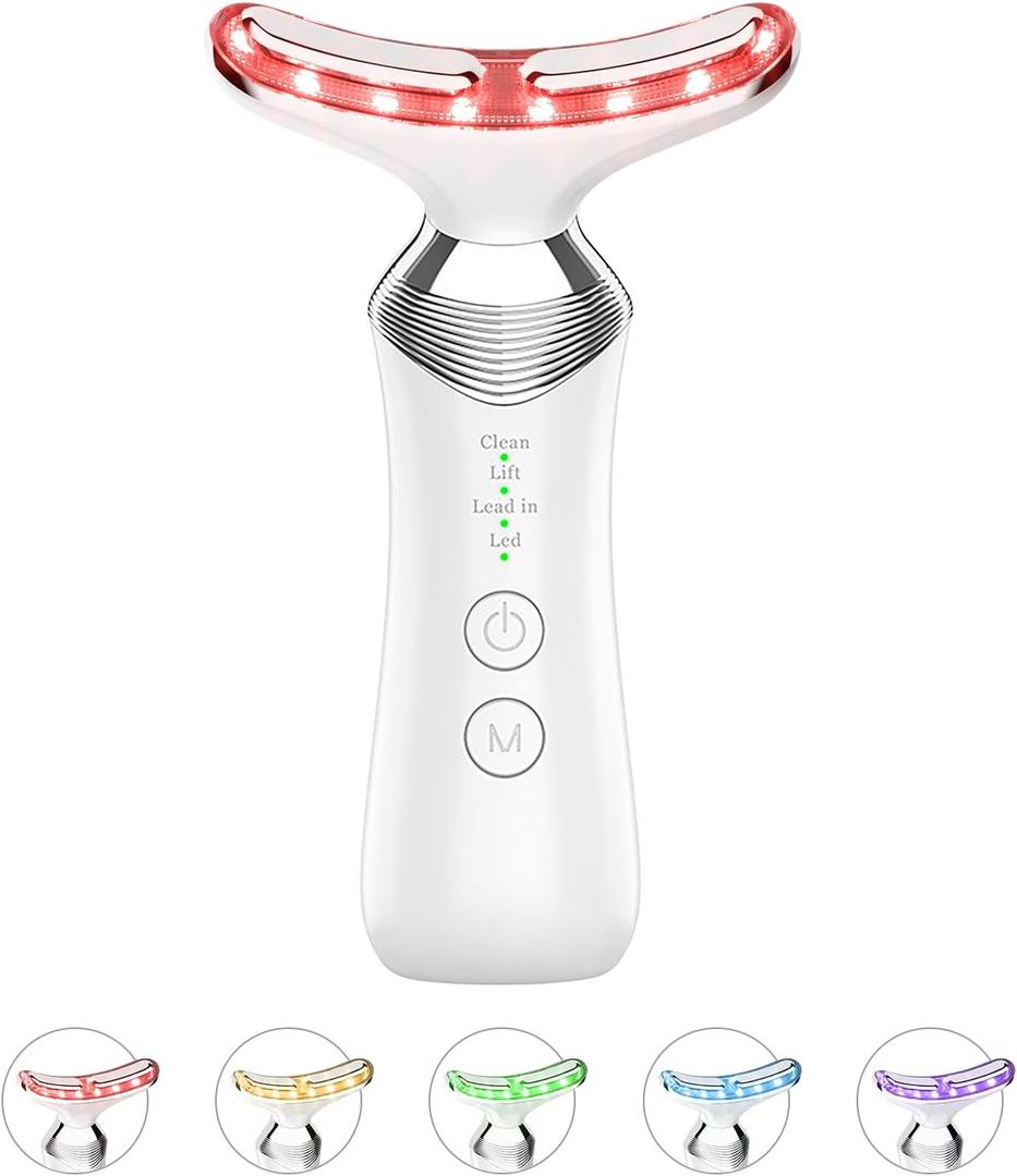 Red Light Therapy for Face and Neck, 8-in-1 Led Face Neck Massager for Skin Care
