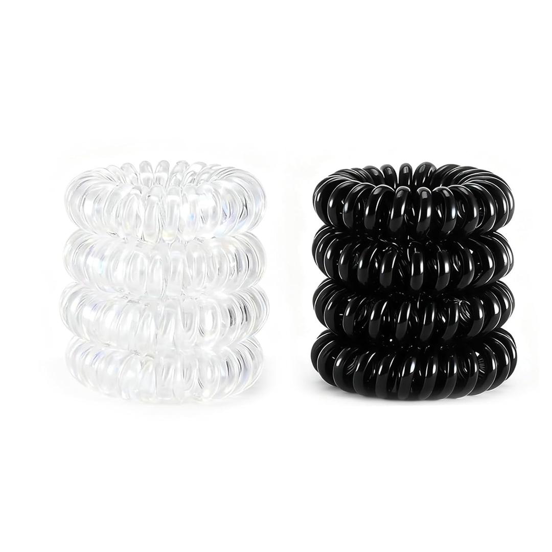 8PCS Spiral Hair Ties for Women - No Damage, Creaseless Ponytail Holders for Thick and Thin Hair - Dent-Free Coil Design, Phone Cord Style - 1.57 Inch (4 cm) Diameter