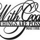 Vivegate With God All Things Are Possible Sign Metal Wall Decor, 18"X12" Inch Religious Scripture Black Christian Bible Verses Everthing Is Possible with God Bibical Wall Hanging Decoration