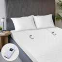 Sunbeam Electric Premium Water Resistant Restful Quilted Heated Mattress Pad, 12 Heat Settings, 12-Hour Selectable Auto Shut-Off, Fast Heating, Cozy Warming Bed, Queen, 60" x 80"