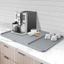 Silicone Coffee Mat, 24'' x 16'' Bar Mat with Detachable Dish Drying Mat for Countertops, Fits Under Coffee Maker, Machine, Espresso Machine, Dish Rack (Gray)