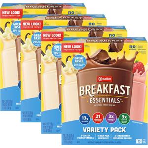 Carnation Breakfast Essentials Powder Drink Mix Variety Pack, Complete Nutritional Drink, 10 Count Box of 1.26 oz Packets (Pack of 4), June 22, 2027