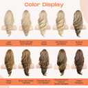 SEIKEA Ponytail Extension, 18" Wavy Claw Clip in Hair Extensions for Women, Lightweight Fluffy Synthetic Ponytail Hairpiece, Natural Soft & Easy to Wear, for Short Blonde Pale Gold Highlights