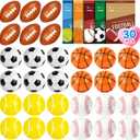 30 Pcs Valentine's Day Gift Mini Sport Stress Balls Bulk with Cards for Kids Bouncy Ball Fidget Squeeze Toys Party Favors Goodie Bag Stuffers School Gifts Exchange Classroom Prizes for Boys and Girls