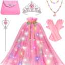 Light Up Princess Dress Up for Girls 3 4 5 6, Toddlers Dress Up Clothes, Princess Toy for Kids Birthday Gift (Pink)