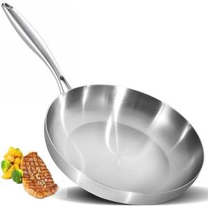 LOLYKITCH 12 Inch Tri-Ply Stainless Steel Frying Pan,Skillet,Induction Cooking Pan,Dishwasher and Oven Safe,Heavy Duty and Detachable Handle.