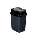 Garbage Can with Swing Top-Split Lid, 2 Pack | Small Trash Can with Lid | Durable Plastic | Slim & Sturdy Trash Bin | Fingerprint Resistant | 2.5 Gallon / 10.5 qt / 10 L  Grey/Black | Superio
