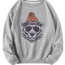 SOLY HUX Women's Plus Size Graphic Sweatshirt Crewneck Long Sleeve Drop Shoulder Casual Pullover Tops Light Grey Graphic XX-Large Plus (Gray, XXL)