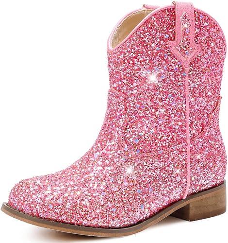 Motasha Toddler Cowgirl Boots Glitter Girls Cowboy Boots Ankle Toddler Boot Little Kid Western Horse Riding Shoes Party Birthday Dress Up 9