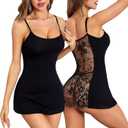 RSLOVE Women's Lingerie Sexy Nightgowns Lace Babydoll Chemise Strappy Sleepwear Sleep Dress (XX-Large, Black)
