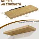 Floating Shelves for Wall, 27.5 Inch Bathroom Shelves Set of 2, Rustic Wood Wall Shelf with Invisible Brackets for Books|Storage|Decor, 8 Inch Deep Floating Shelf for Bedroom|Kitchen, Oak