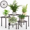 Metal Plant Stand Indoor Outdoor,Indoor Plant Stands for Patio Rust Proof,Heavy Duty Flower Pot Stands for Multiple Plant,Brown Potted Plant Holder for Garden Home (5 Pack Brown)
