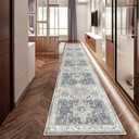 YOUFORTONG 2'x12' Runner Rus for Hallways Soft Kitchen Rug Non Slip Rug Runner with Rubber Backing for Bathroom Washable Non Shedding Farmhouse Runner Rug (Grey, 2'X12')