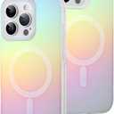 AIGOMARA Magnetic for iPhone 16 Pro Max Case [Compatible with Magsafe] [Fluorescent Holographic Iridescent] Slim Shockproof Matte Protective Phone Cover for Women Girls 6.9 Inch