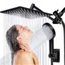 Shower Head, 10”Rain Shower Head with Handheld Spray Combo with 11'' Angle Adjustable Extension Arm/ Flow Regulator/ Shower System, High Pressure Rainfall Shower Head Clean Bathroom, Matt Black