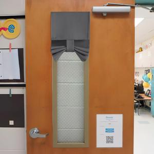 NICETOWN Blackout French Door Curtains, Room Darkening Lockdown Classroom Window Covering Shade for Privacy, Front Back Thermal Insulated Curtain for Living Room Bedroom, 1 Panel, Grey, 8" W x 36" L