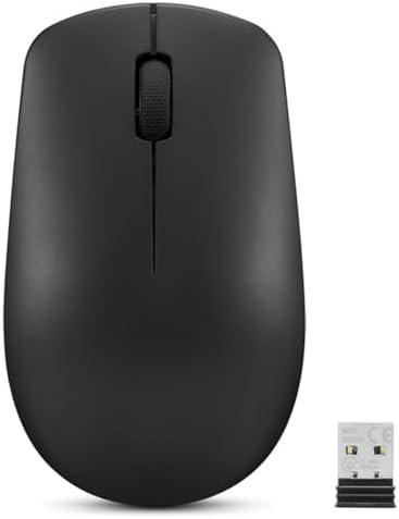 Lenovo 530 Wireless Mouse – Full Size Computer Mouse for PC, Laptop, Windows Computer - 2.4 GHz Nano USB Receiver - Ambidextrous Design - 12 Months Battery Life – Cordless (Raven Black)