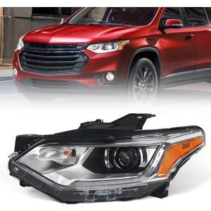 Huray Left HID/Xenon Headlight Fit for Chevy Traverse 2018-2021 L/LS/LT Cloth/LT Leather/RS Model, LH Headlamp with LED DRL Projector OE Factory Replacement for GM2502487 84887857 Driver Side