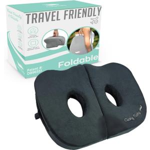 Foldable Sit Bone Seat Cushion - for Sit Bone Pain, Hip, Butt, Ischial Tuberosity, Hamstrings, and Sciatica Pain Relief - for Home, Office, and Driving (Black)