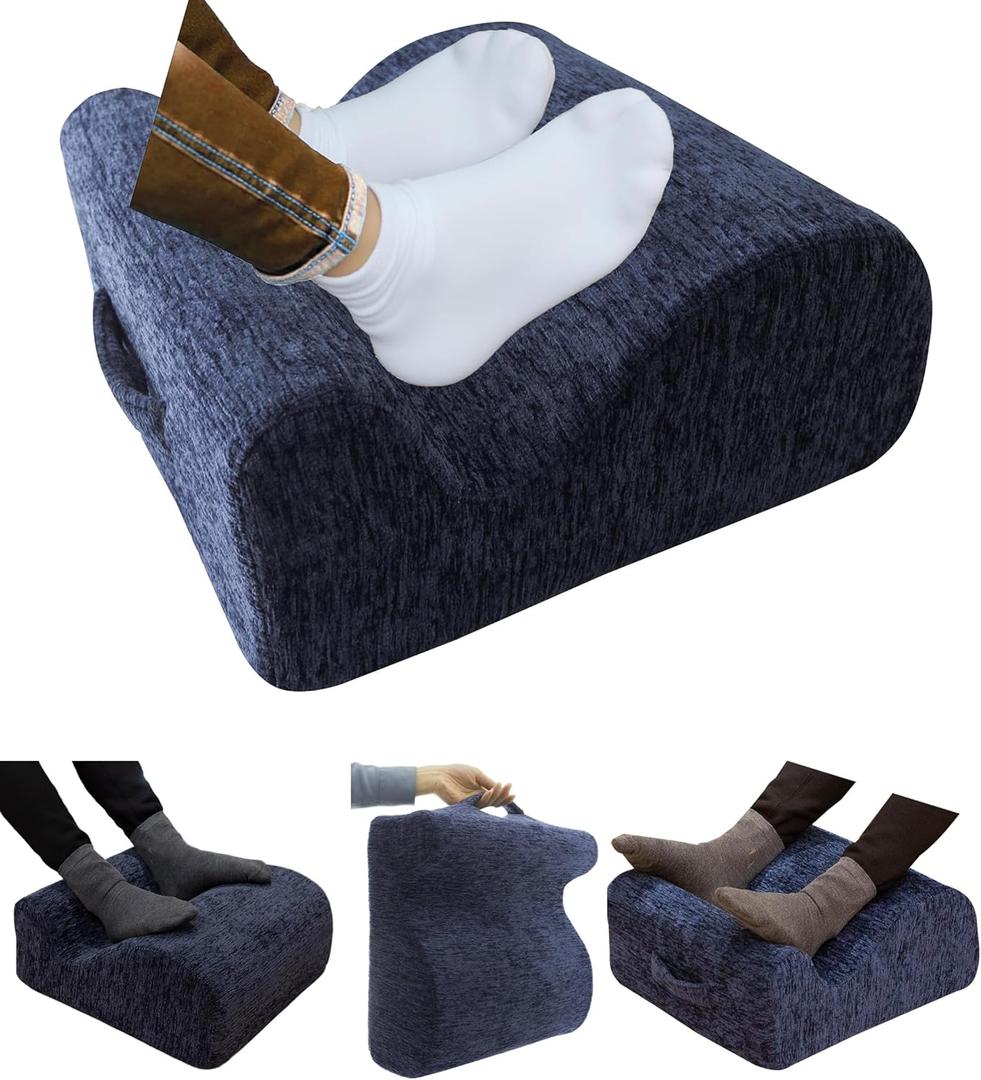 Ergonomic FootstoolTwo-Way Tilt Design with Heel & Arch SupportWide Non-Slip Foam Footrest with 3-Point Support, Removable Washable Cover for Office/Home, for Prolonged Sitting & Under-Desk Use