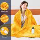greenoak Heated Electric Blanket Throw, Faux Fur Sherpa Heating Blanket for Sofa Bed, Warm Winter Gifts for Women/Adults, Heater Lap Blankets 5-Position Timer &10 Heating Levels 50''*60" Golden
