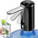 5 Gallon Bottle Water Dispenser, Foldable Universal Water Bottle Pump, Automatic Portable Electric Drinking Water Pump, Low Noise Digital Display, Suitable to Camp Travel Home Office (Folding Black)