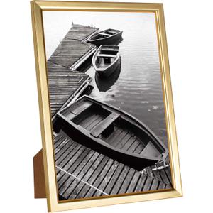 Giverny 7x10 Picture Frame  Gold Photo Frame with Glossy Finish and Shatter-Resistant Front, Wall Mount or Tabletop Display, Elegant Decor for Home, Office, Bedroom