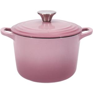 Dutch Oven Pot with Lid 1.8 qt Cast Iron Dutch Oven for Bread Baking Pink Enameled Cast Iron Rice Pot with Handels