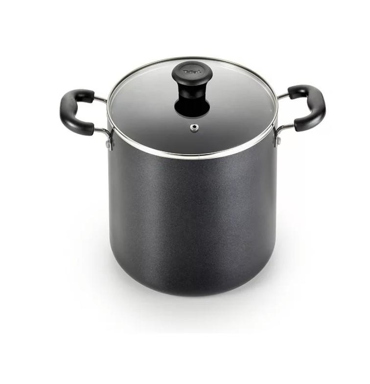 T-Fal Essentials 8-qt. Stockpot with Lid, Black, 8 QT