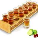 Shot Glasses Set 12pcs 30ml/1oz Shot Glass Tray Holder Organizer Straight Thick Base Clear Whiskey Tequila Glass Cups for Liqueurs Party Club Home Bar Drinking (Set of 12)
